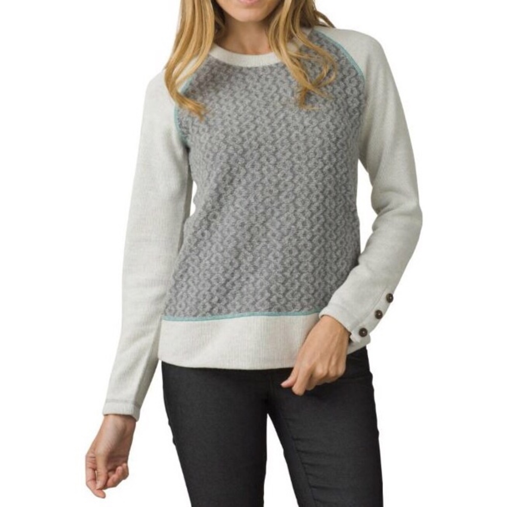 Prana Gray and Cream Women's Sweater